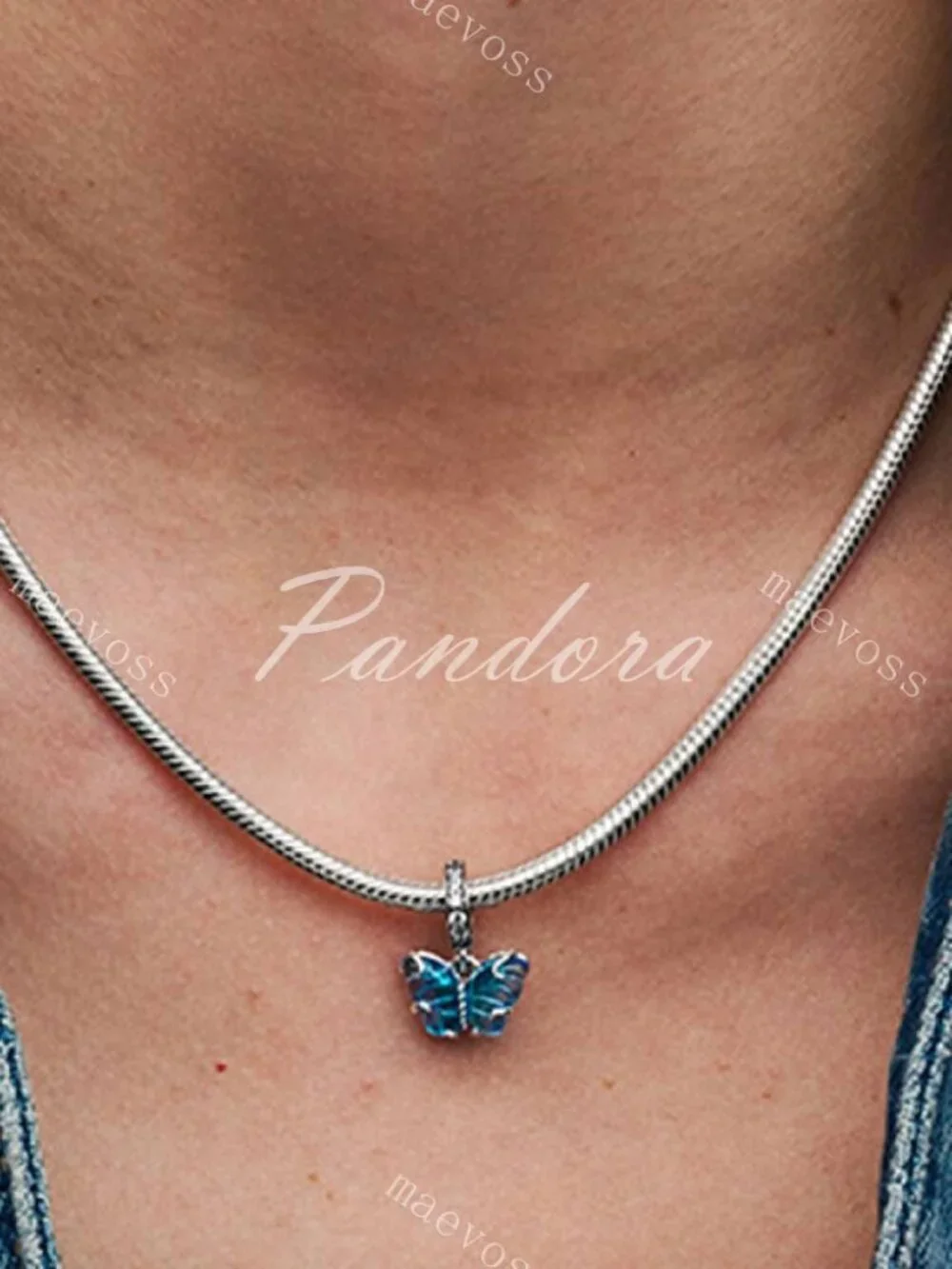 Blue Murano Glass Butterfly Dangle Charm